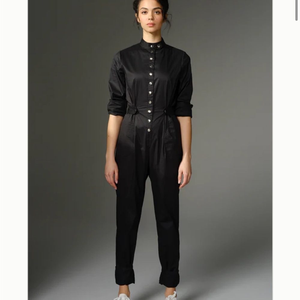 Risen Division 
THE QUIMBY Jumpsuit - Long Sleeve in Denim Cotton Stretch